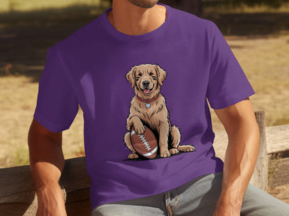 Cute Golden Retriever With Football Graphic T-Shirt