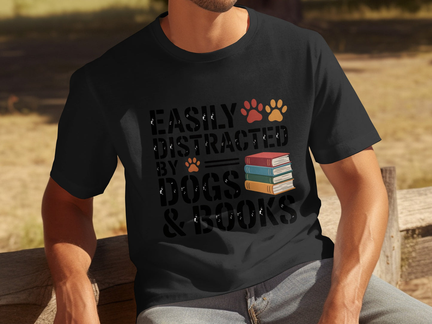 Easily Distracted By Dogs and Books T-shirt