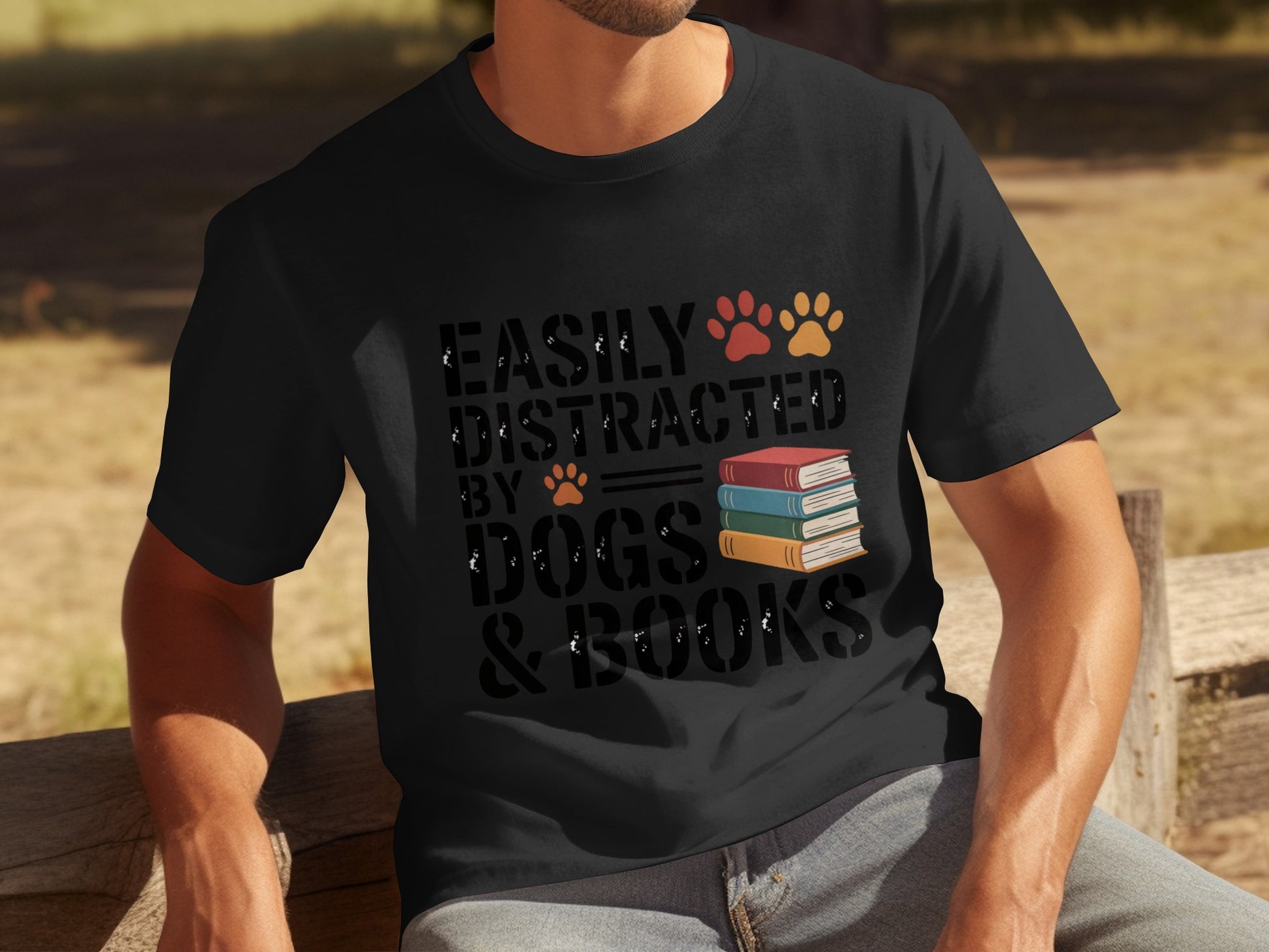 Easily Distracted By Dogs and Books T-shirt