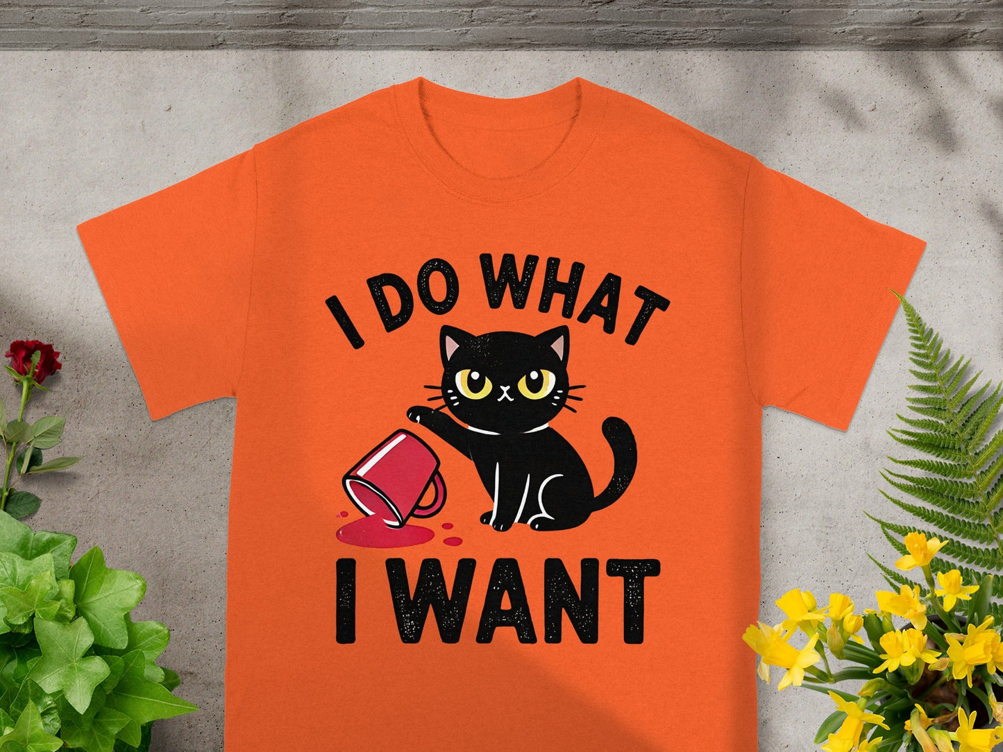 I Do What I Want Black Cat Red Cup Design T-shirt