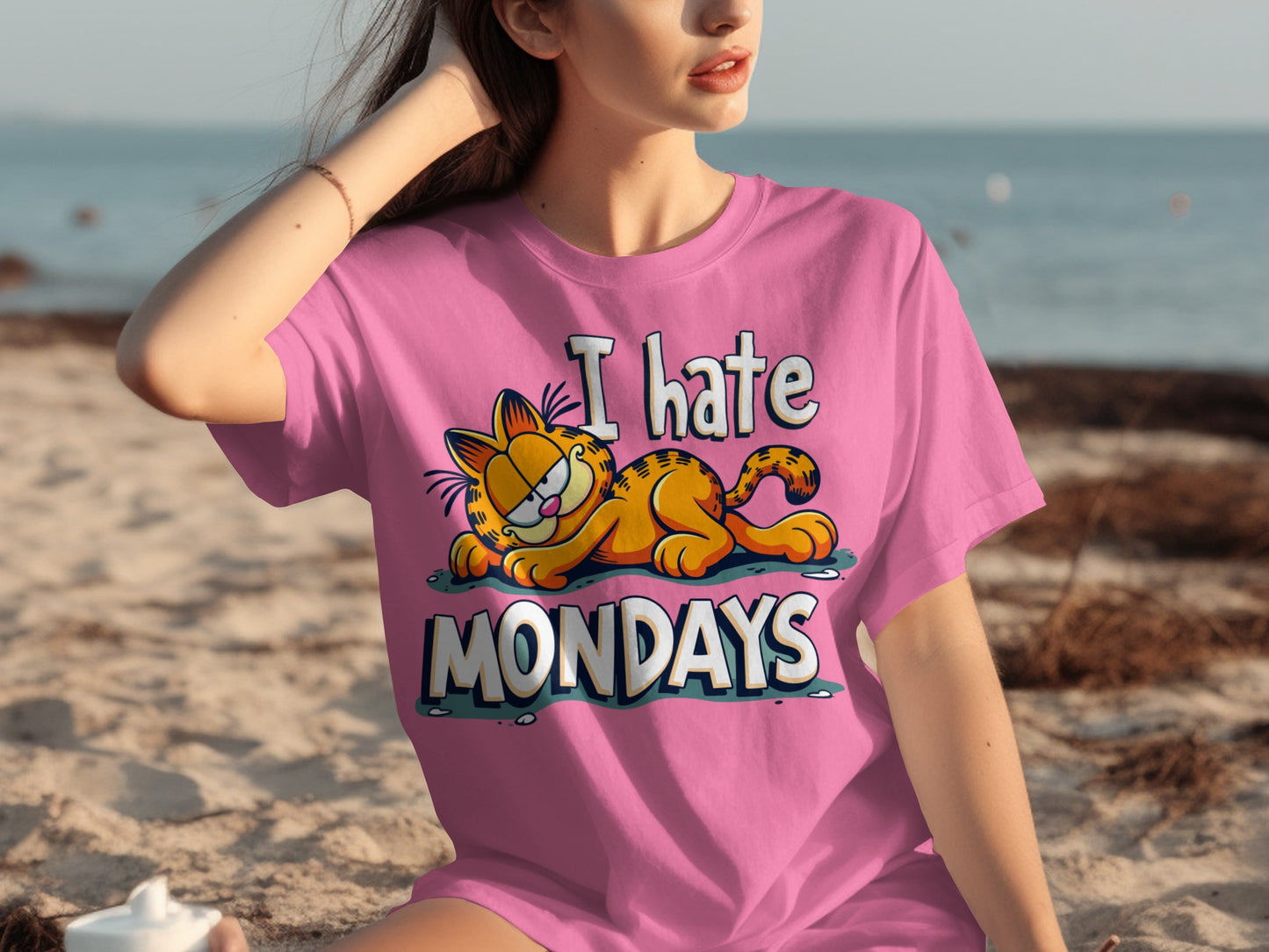 I Hate Mondays Garfield Graphic Tee Perfect Beach Wear