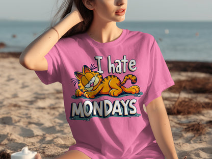 I Hate Mondays Garfield Graphic Tee Perfect Beach Wear