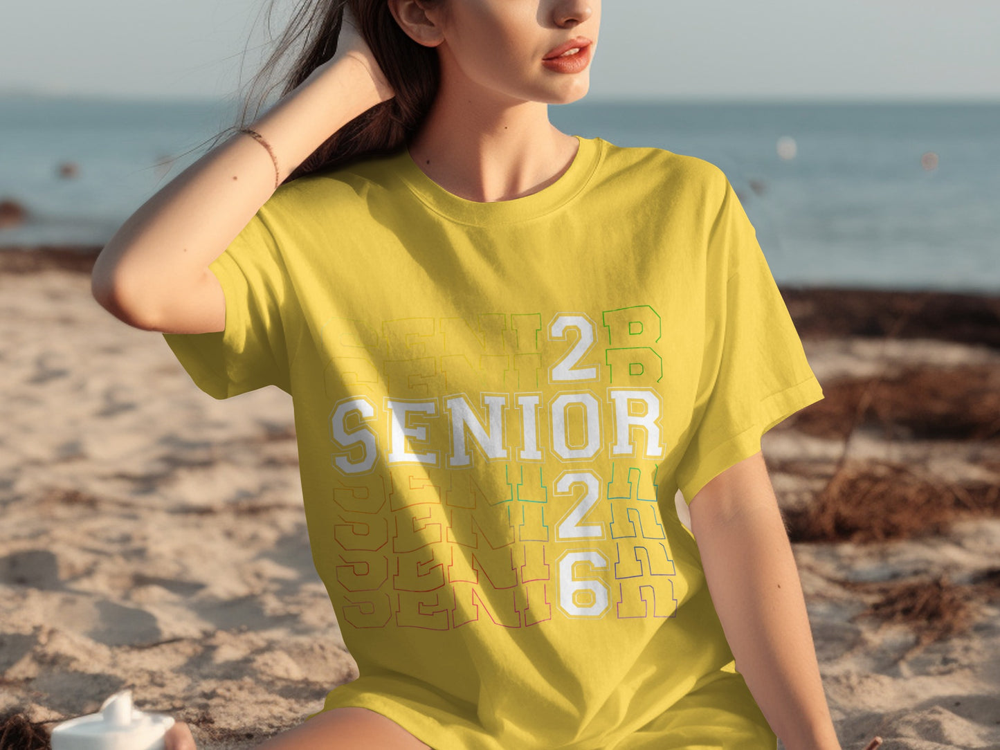 Senior 2026 Yellow T-Shirt for Beach or Casual Wear