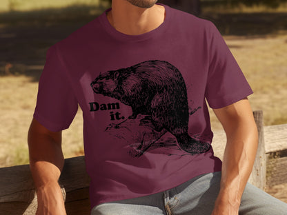 Funny Beaver Dam It Quote Graphic T-Shirt