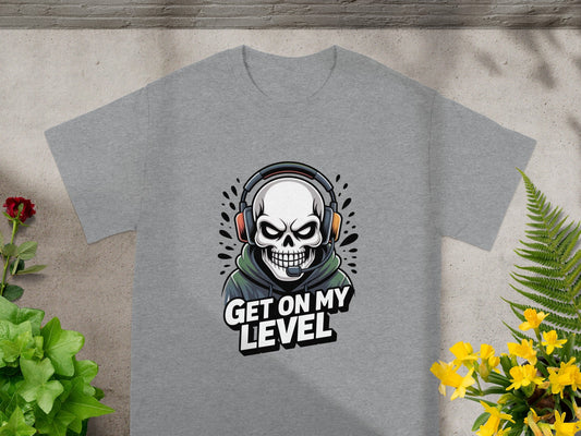 'Get On My Level Skull Headphones Graphic T-Shirt'