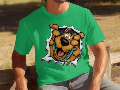 Scooby-Doo bursting through design green shirt