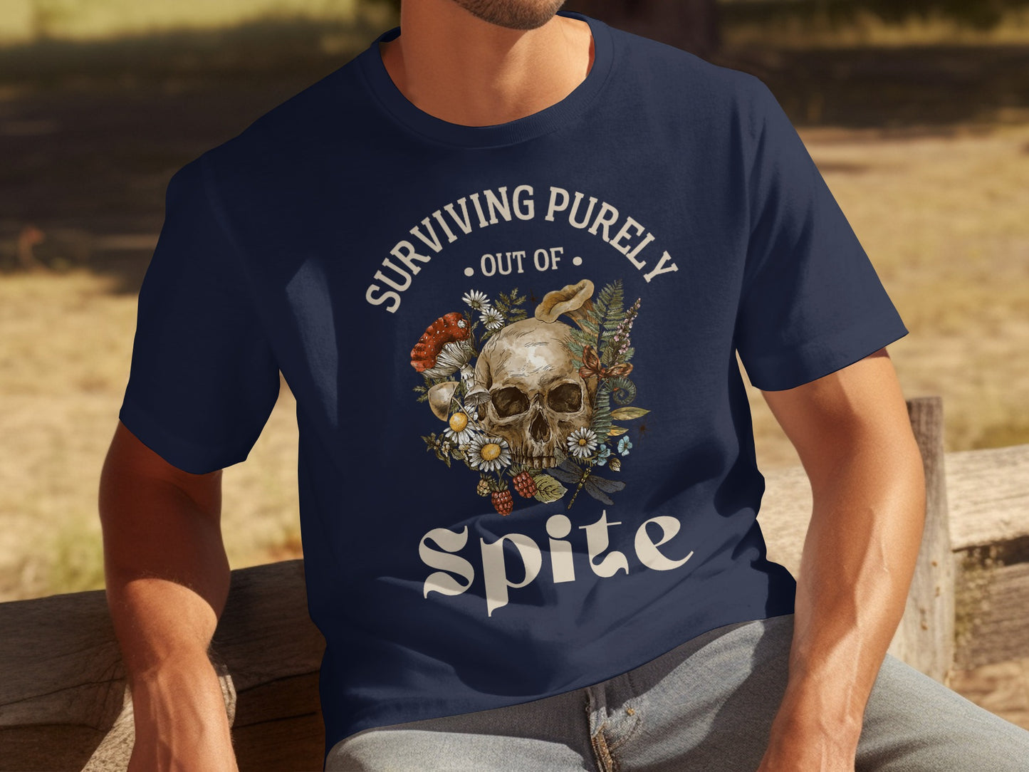 Surviving Purely Out Of Spite Skull Flower Shirt