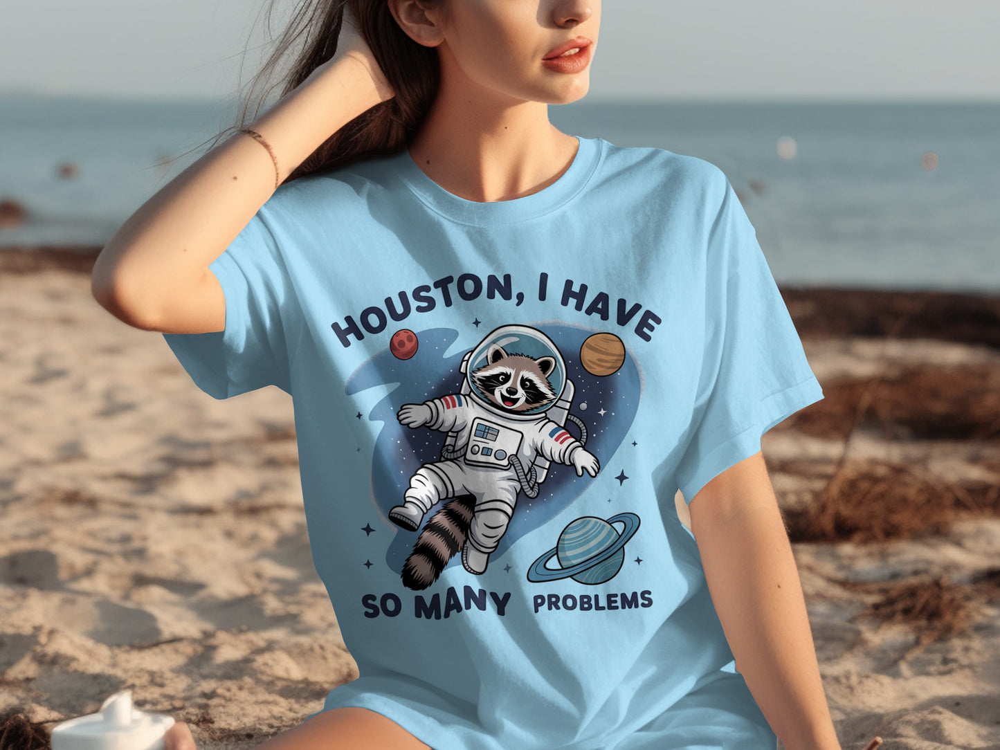 Houston I Have So Many Problems Astronaut Raccoon Shirt