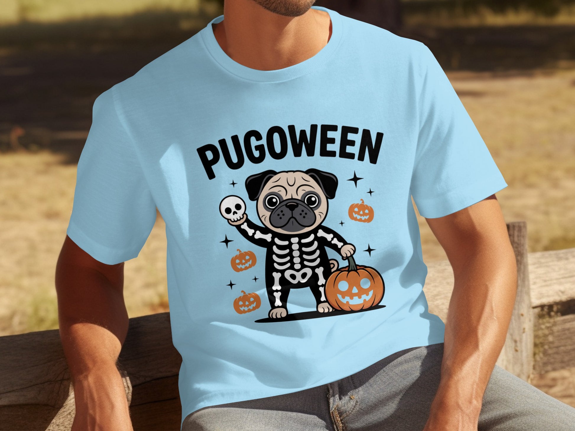 Pugoween Pug Costume Halloween Pumpkin T-shirt