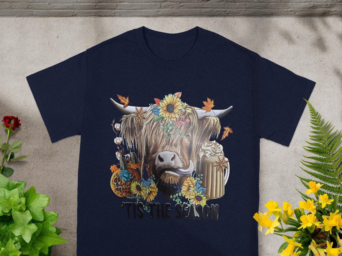 'Tis The Season Fall Festive Cow Graphic T-Shirt