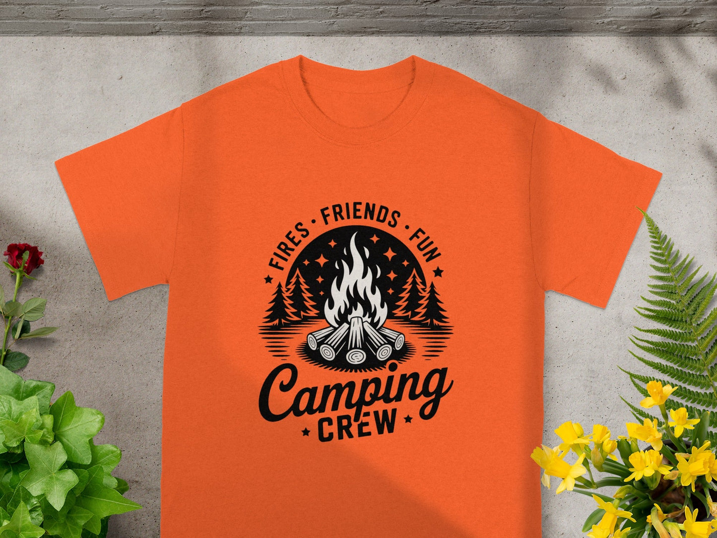 Fires Friends Fun Camping Crew Graphic Design T-shirt
