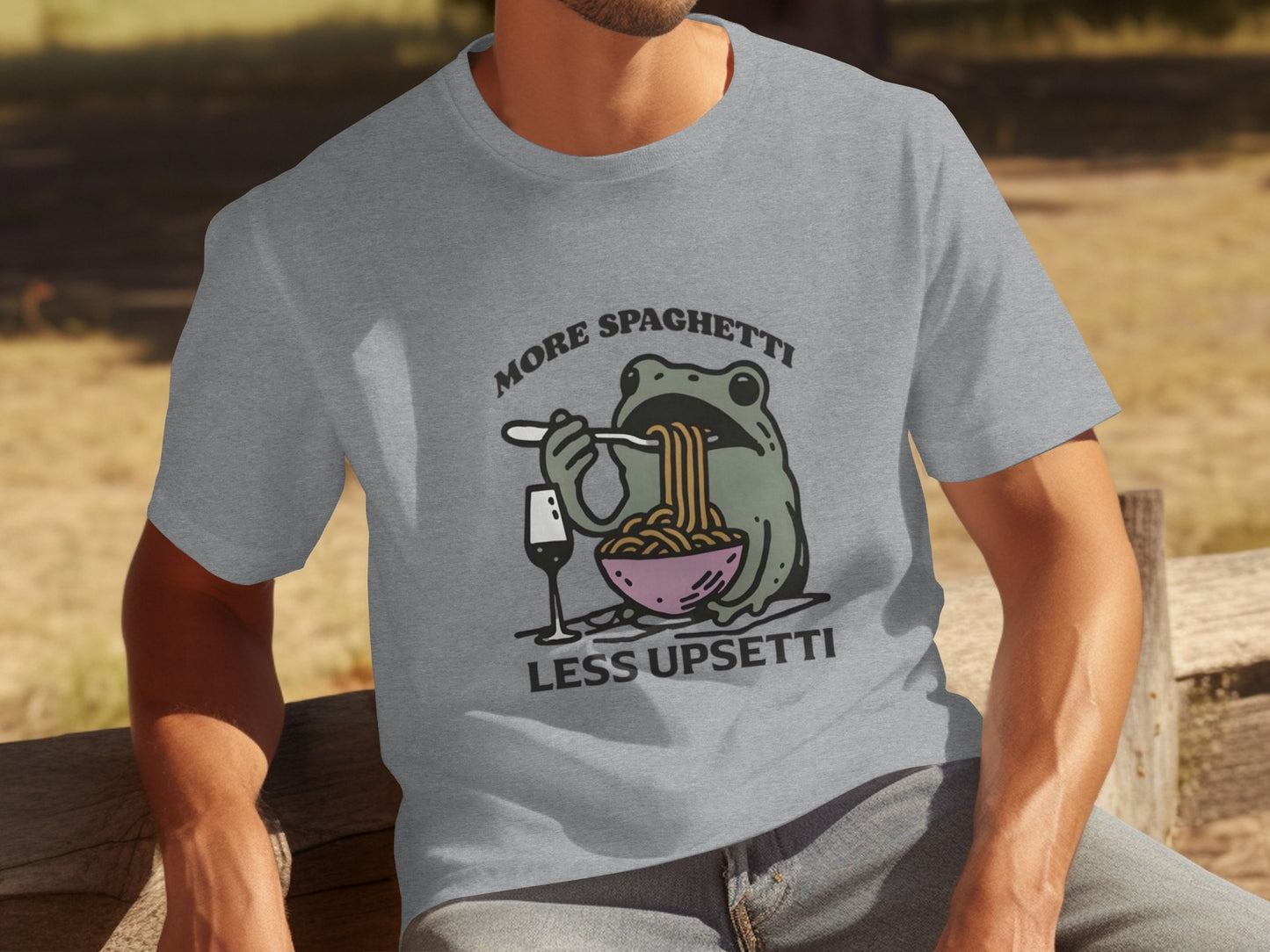 More Spaghetti Less Upsetti Funny Frog Eating T-shirt