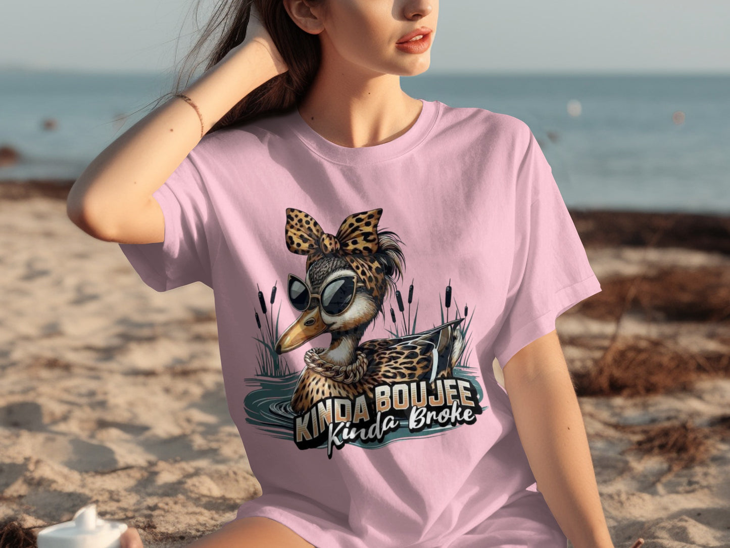 Kinda Boujee Kinda Broke Sunglasses Graphic T-Shirt