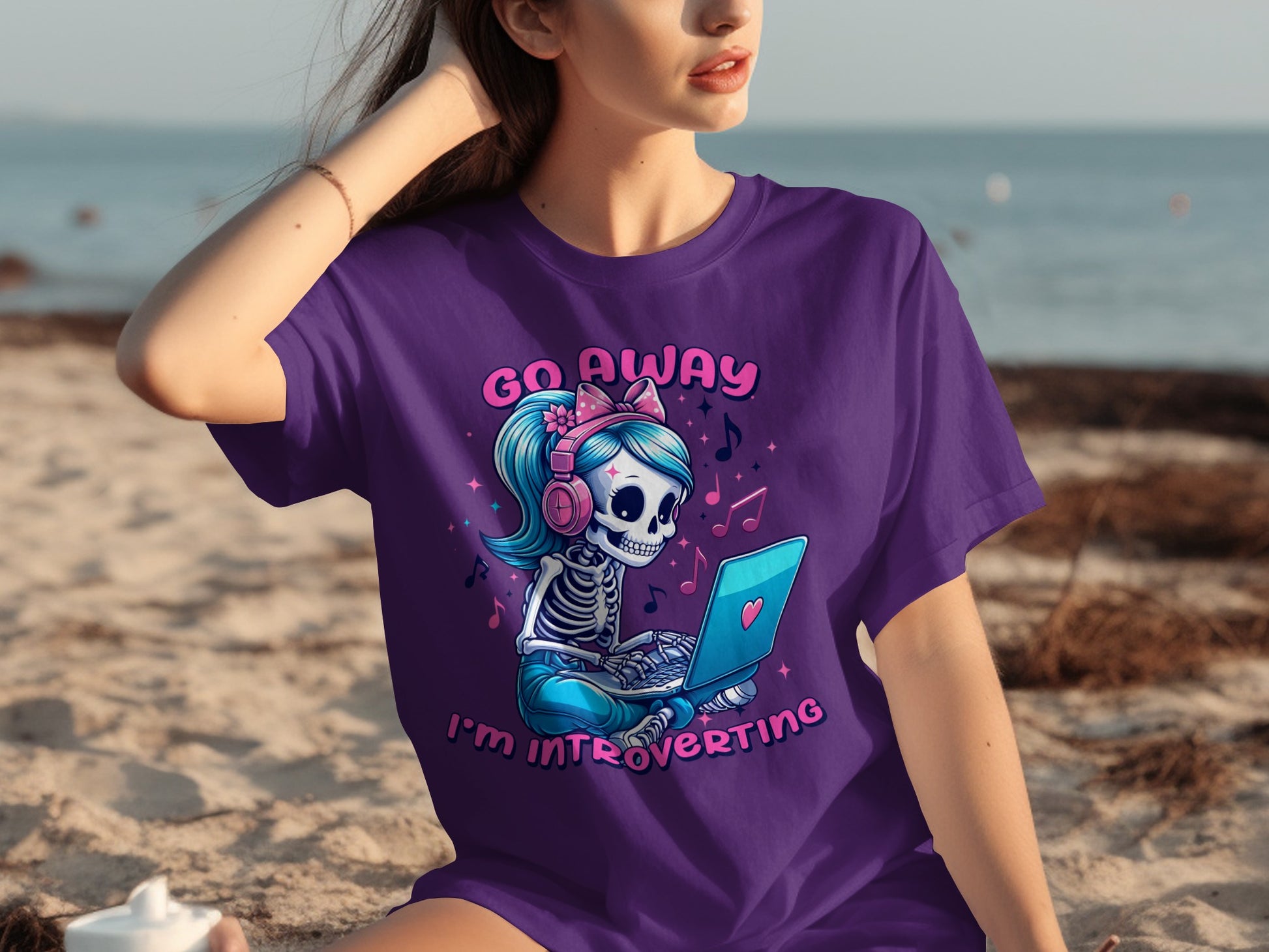 Go Away I'm Introverting Skeleton Graphic T-shirt