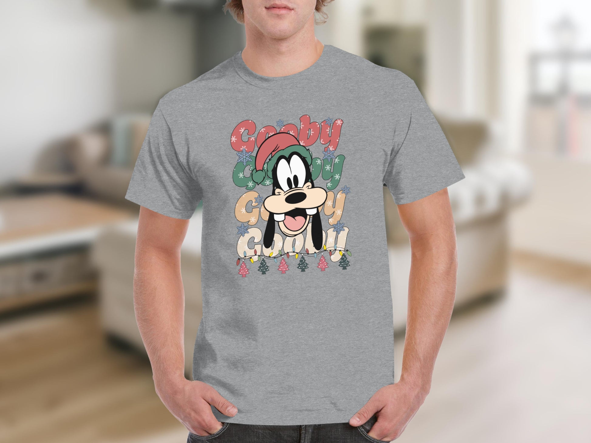 Goofy Merry Christmas Graphic T-Shirt with Colorful Text