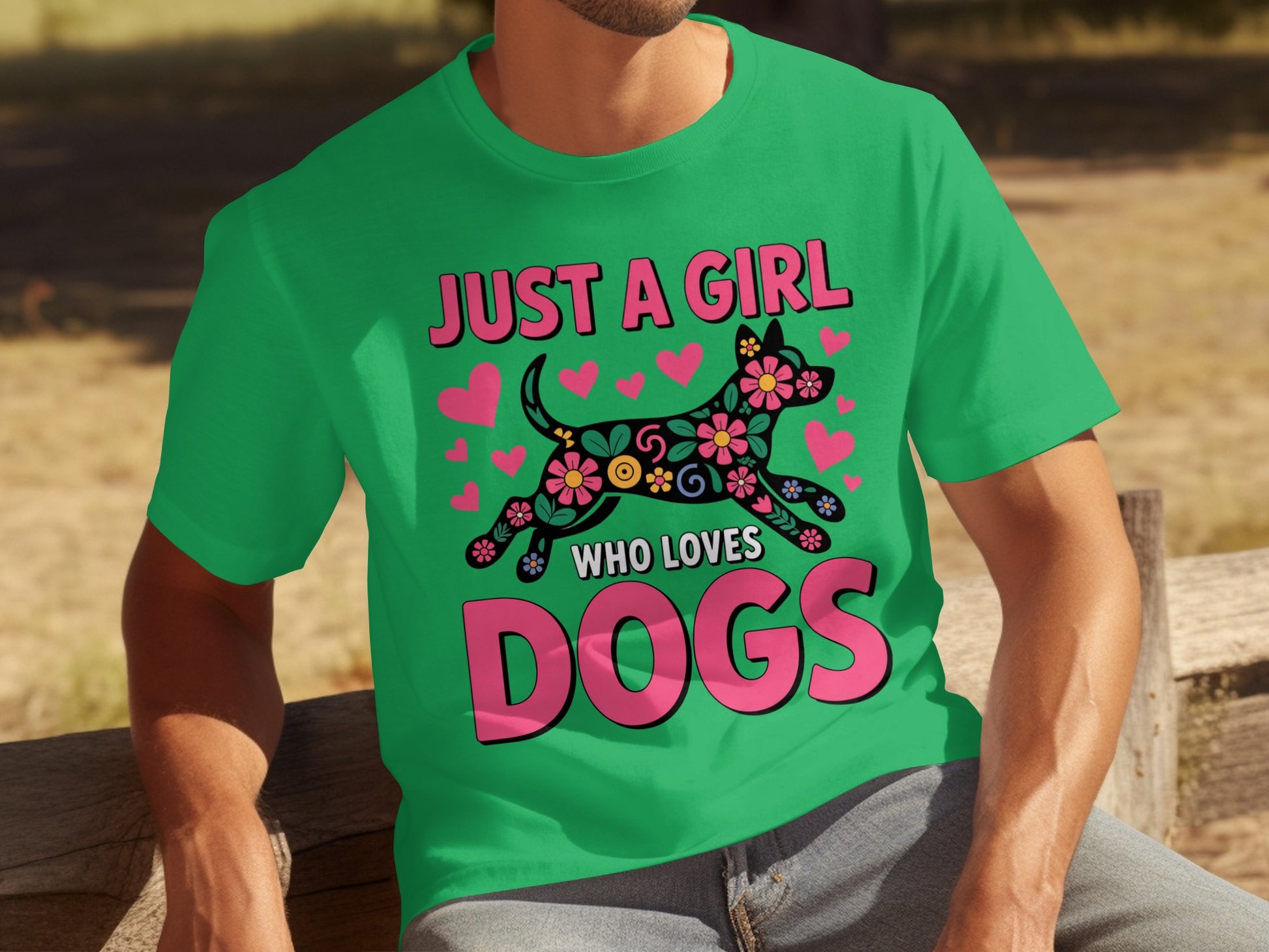 Just A Girl Who Loves Dogs Graphic Design T-Shirt