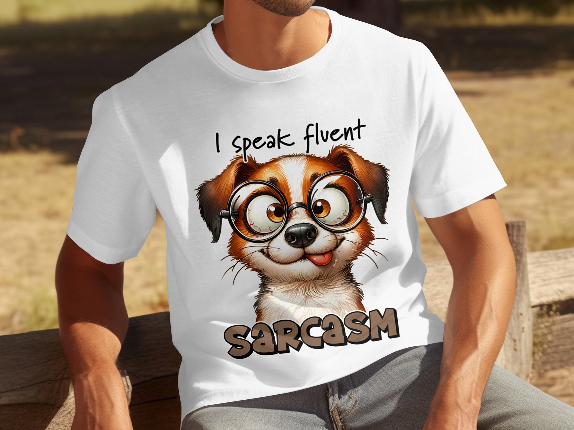 I Speak Fluent Sarcasm Funny Dog Graphic T-Shirt