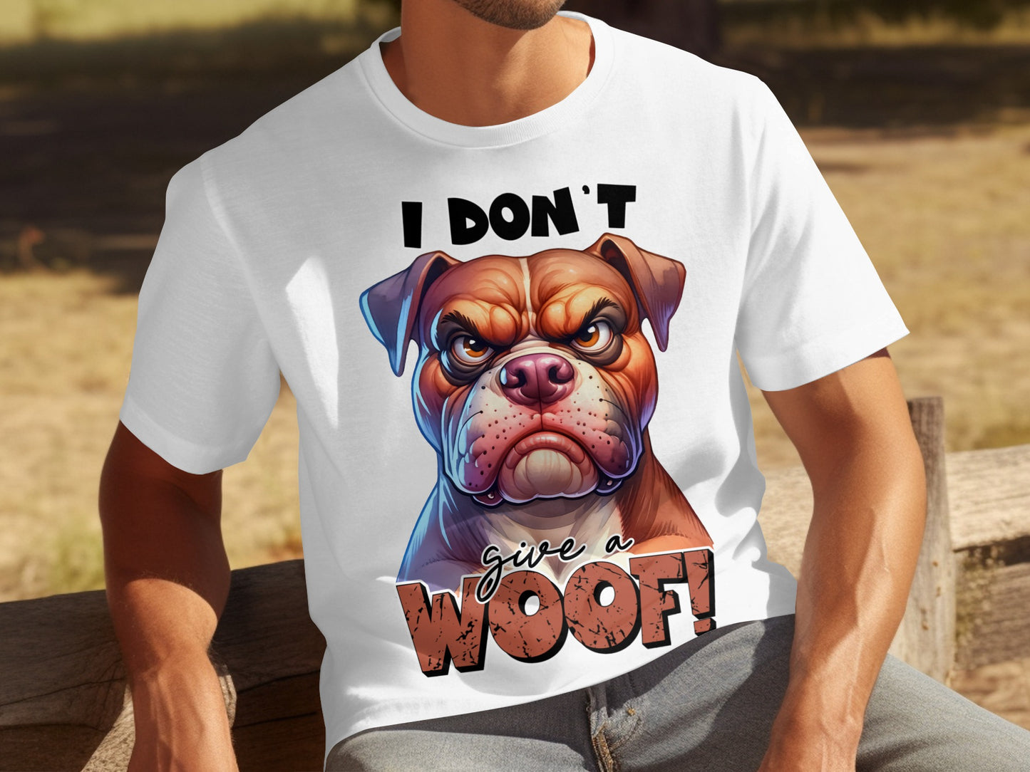 I Don't Give A Woof Angry Dog Graphic T-Shirt