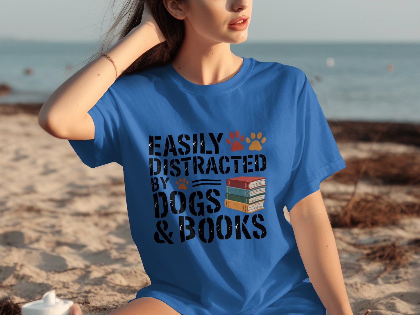 Easily Distracted By Dogs and Books T-Shirt
