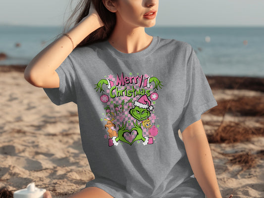 Merry Christmas Grinch Graphic T-shirt Holiday Apparel