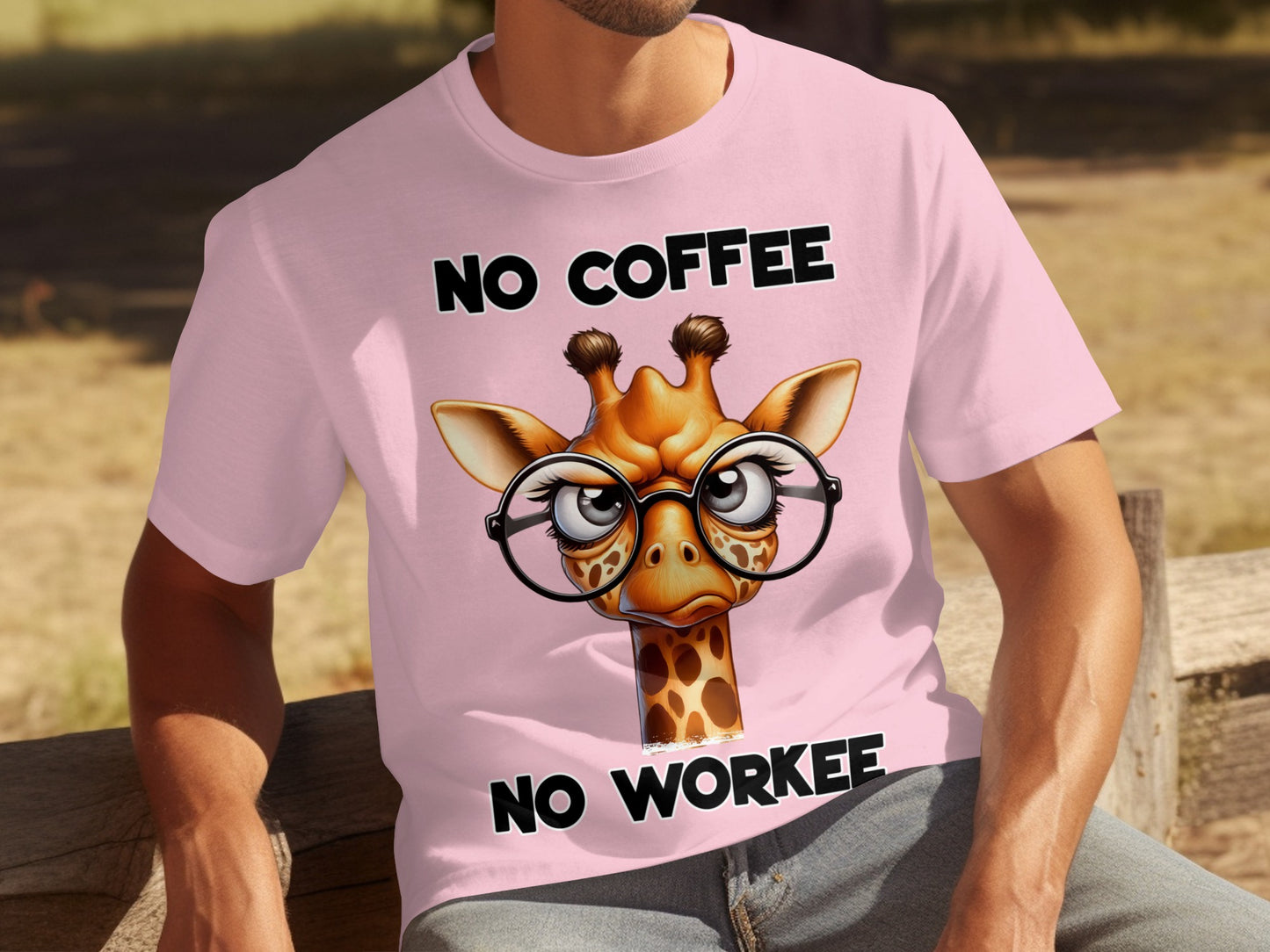 No Coffee No Workee Funny Giraffe Glasses T-shirt