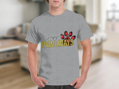 Happy Pawlidays Graphic Tee Shirt for Pet Lovers