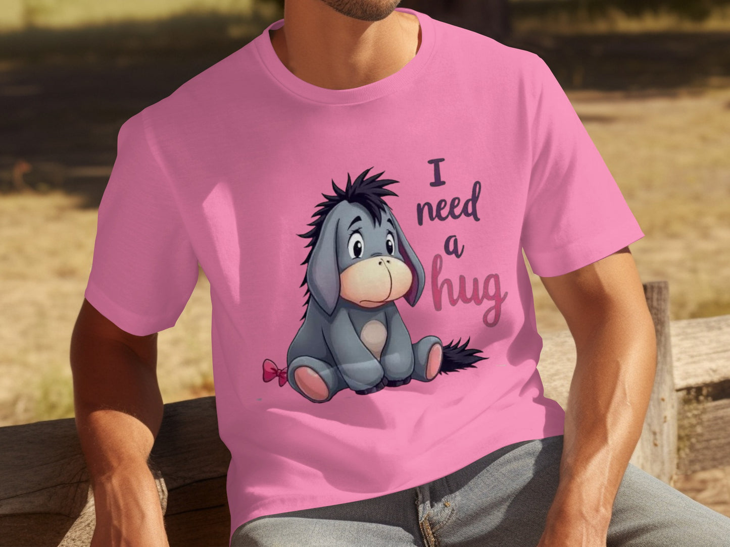 I need a hug pink t-shirt with cute Eeyore print