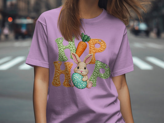 Cute Bunny and Carrot Hop Hop Design T-Shirt