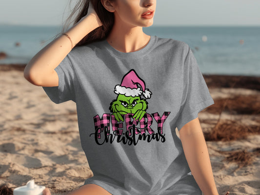 Merry Christmas Grinch Santa Graphic T-Shirt