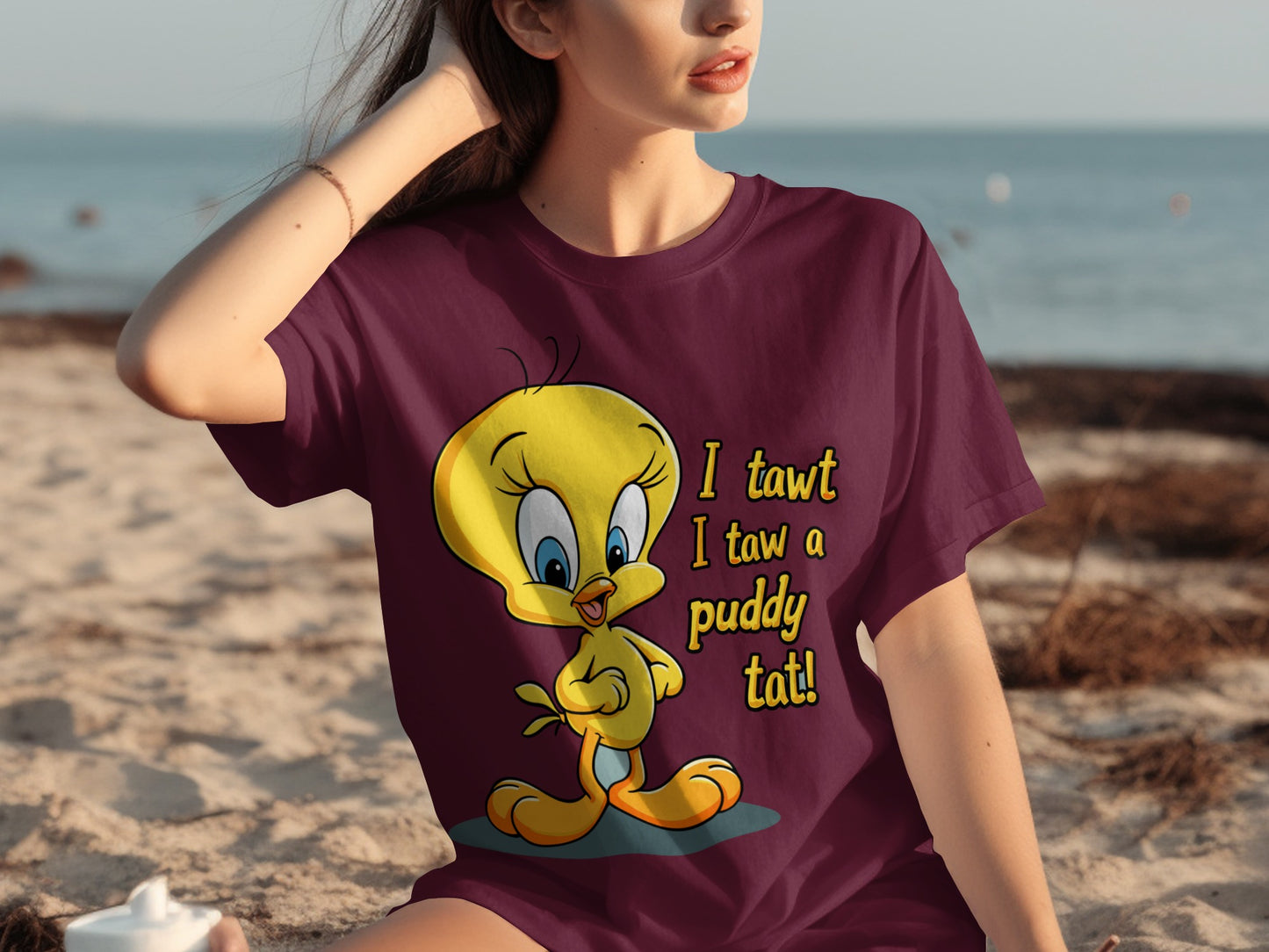 I TAWT I TAW A PUDDY TAT Tweety Bird cartoon t-shirt