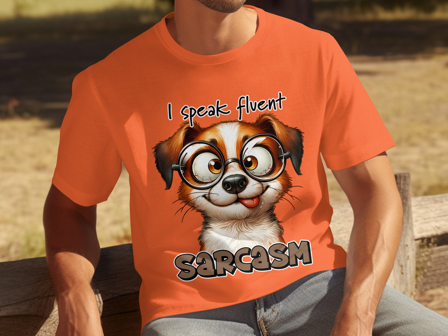 I Speak Fluent Sarcasm Funny Cute Dog Graphic T-Shirt