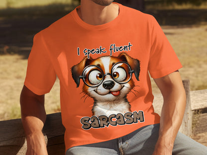 I Speak Fluent Sarcasm Funny Cute Dog Graphic T-Shirt
