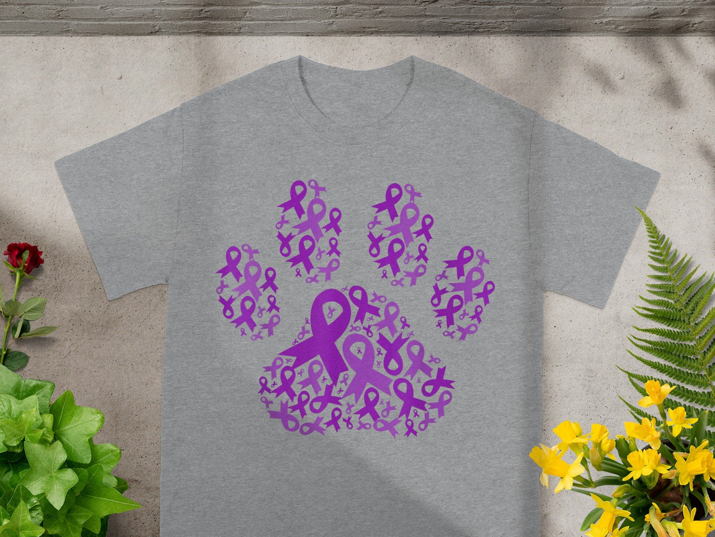 Purple Ribbon Paw Design Awareness T-Shirt