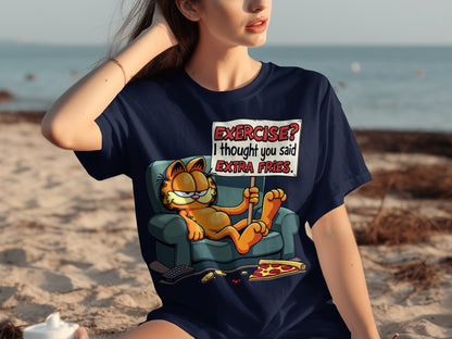 Exercise Thought You Said Extra Fries Garfield Shirt