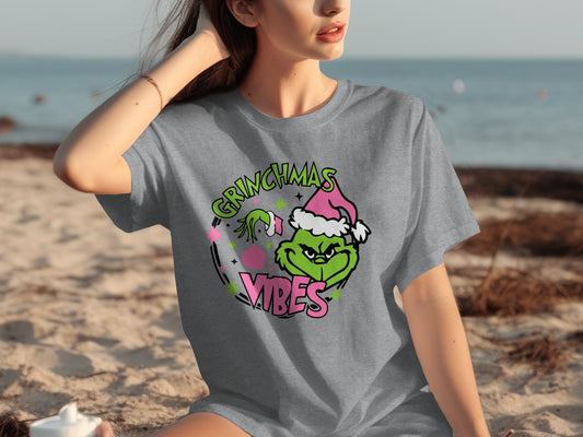 Grinchmas Vibes Holiday Design Graphic T-shirt