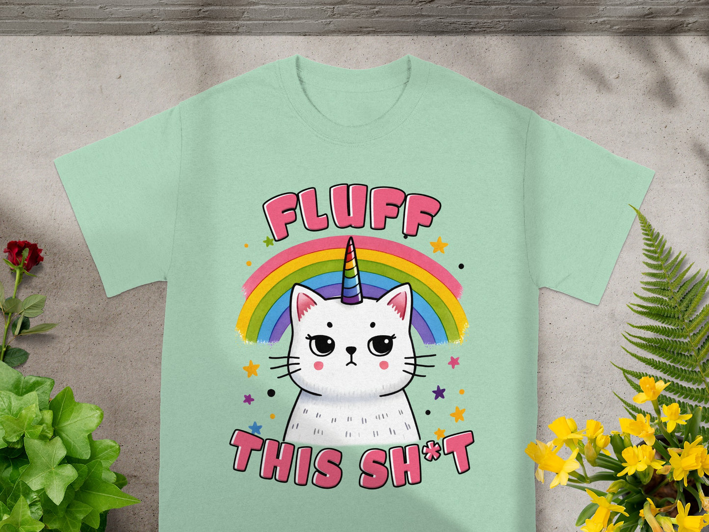 Fluff This Shit Grumpy Unicorn Cat Tee