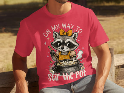 On My Way To Stir The Pot Raccoon Graphic Tee