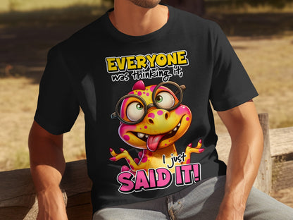 Funny Cartoon Lizard Everyone Was Thinking Statement Shirt