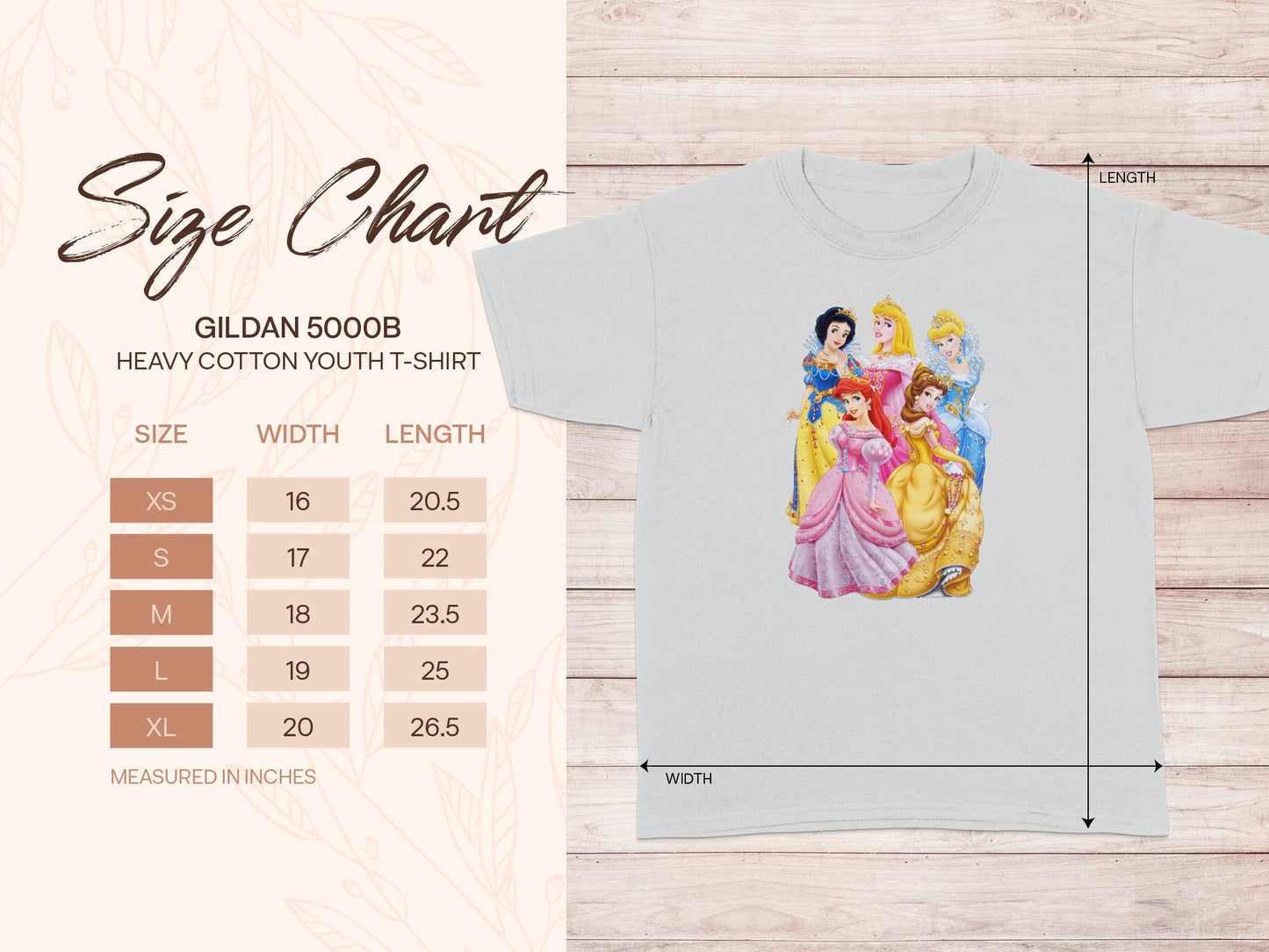 Gildan 5000B Youth T-Shirt Princess Size Chart product type