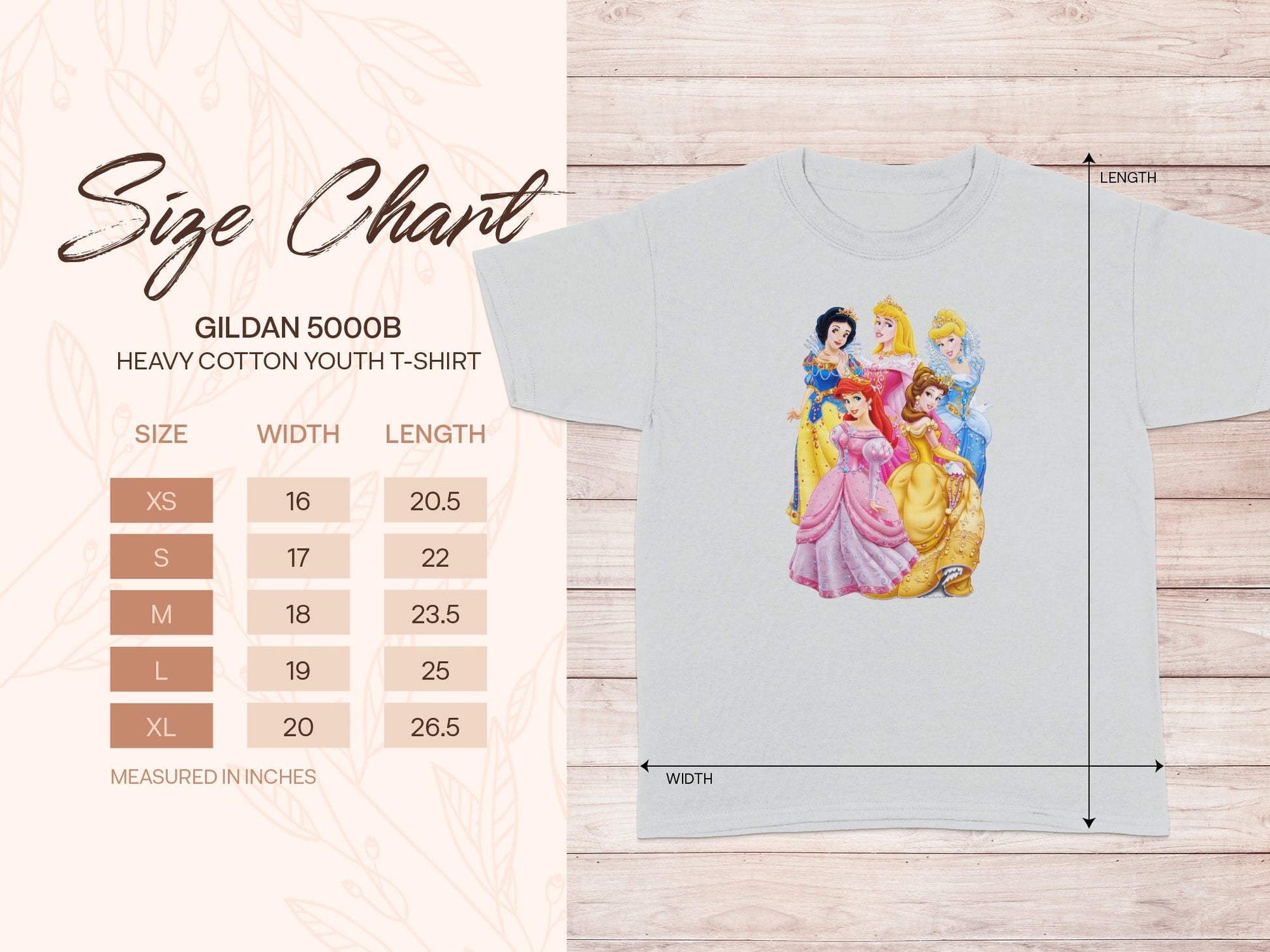 Gildan 5000B Youth T-Shirt Princess Size Chart product type