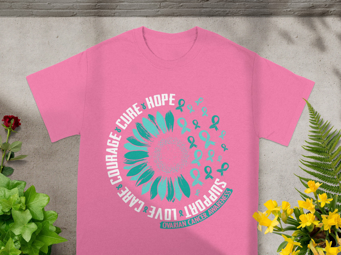 Courage Cure Hope Support Love Ovarian Cancer Awareness Shirt