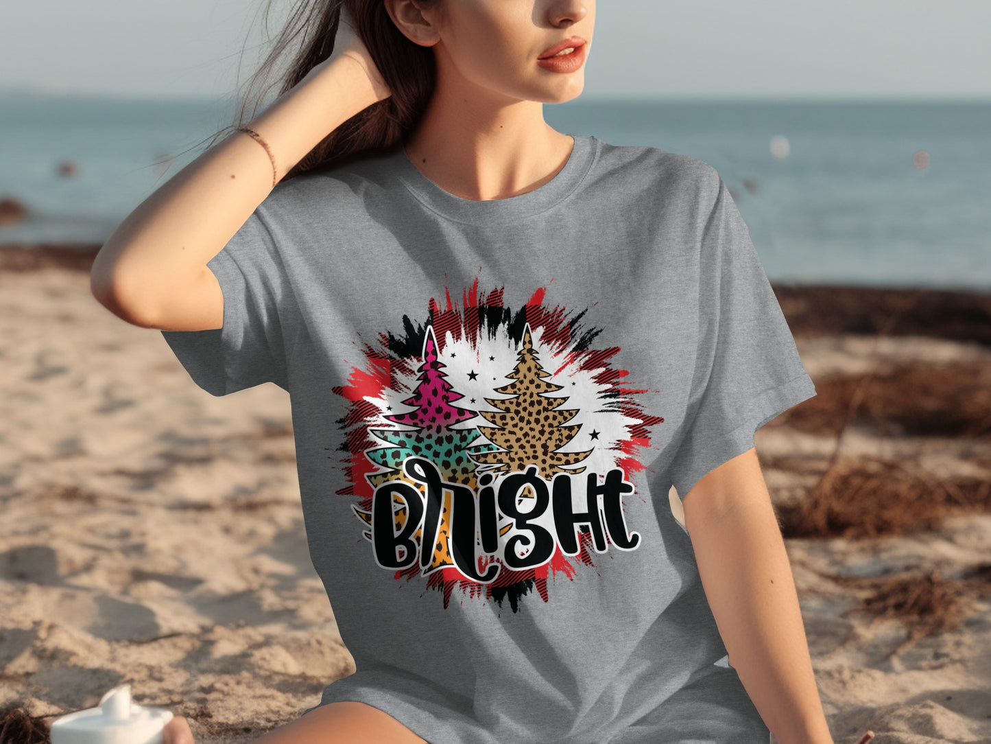 Bright Christmas Tree Graphic Tee Shirt