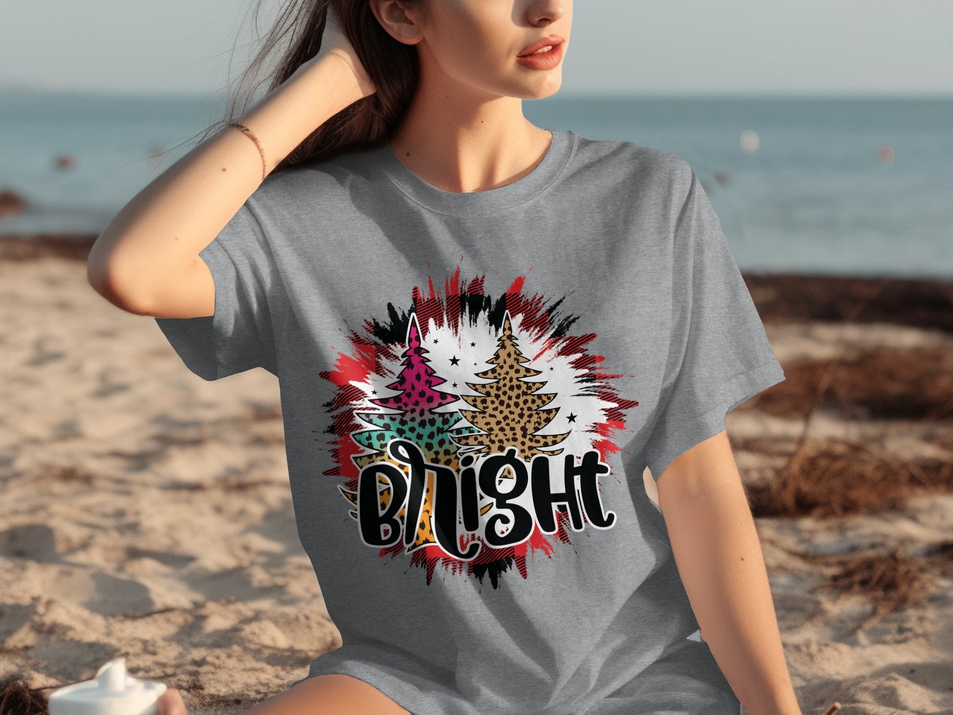 Bright Christmas Tree Graphic Tee Shirt
