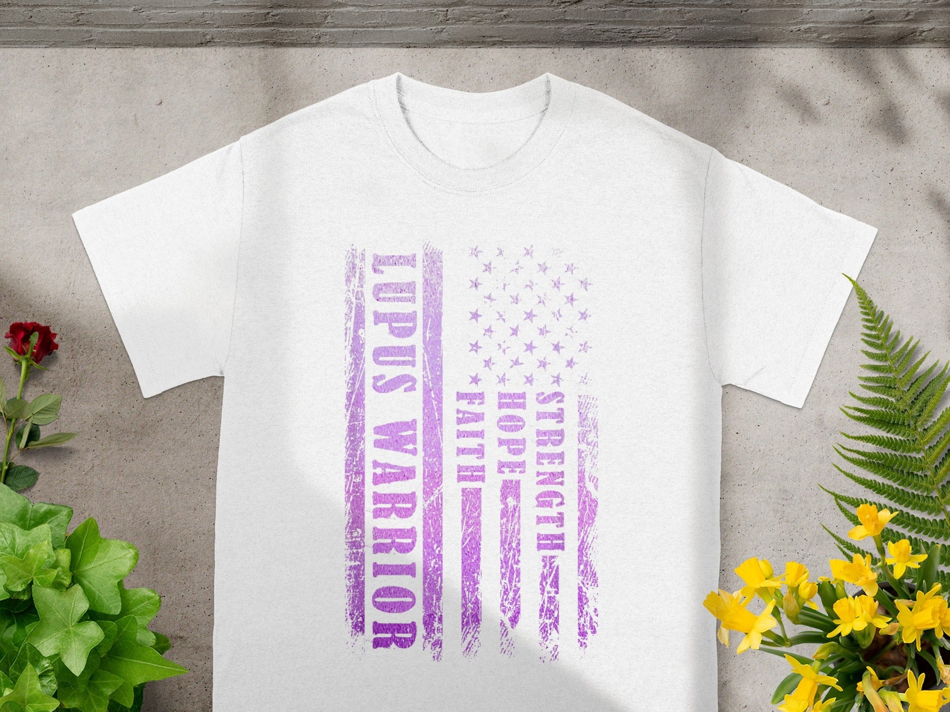 Lupus Warrior Strength Hope Faith American Flag Tee