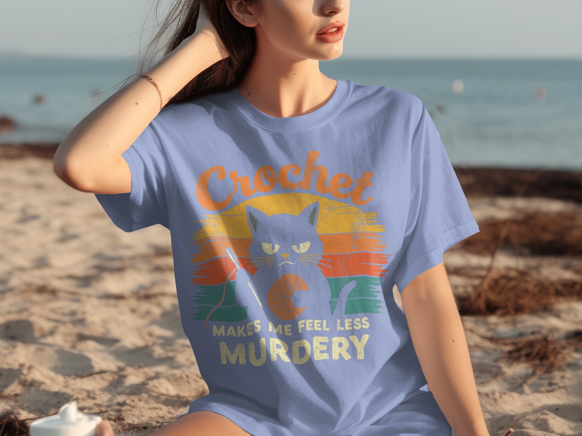 Crochet Makes Me Feel Less Murdery T-shirt
