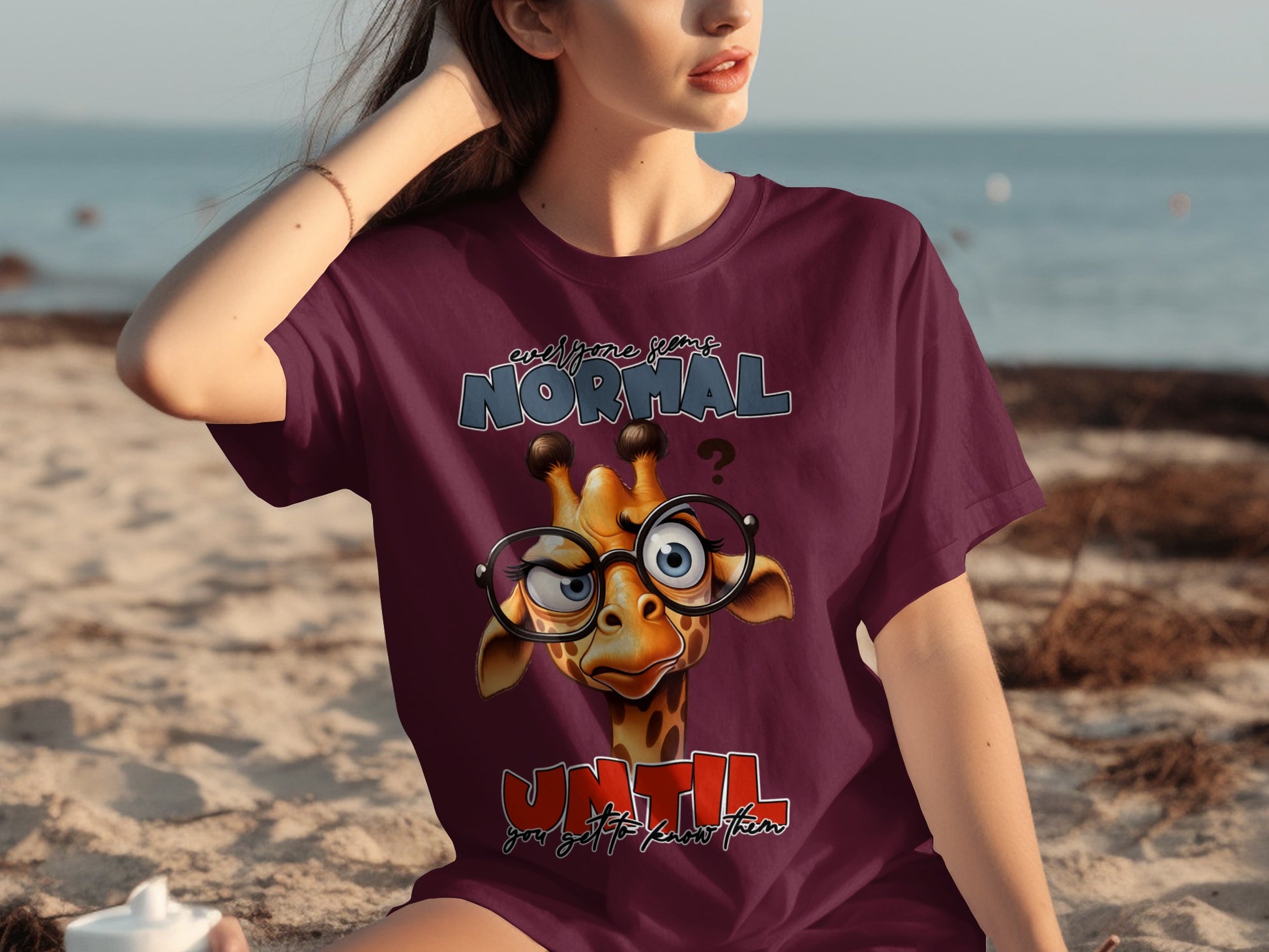 Everyone Seems Normal Until Giraffe Print T-Shirt