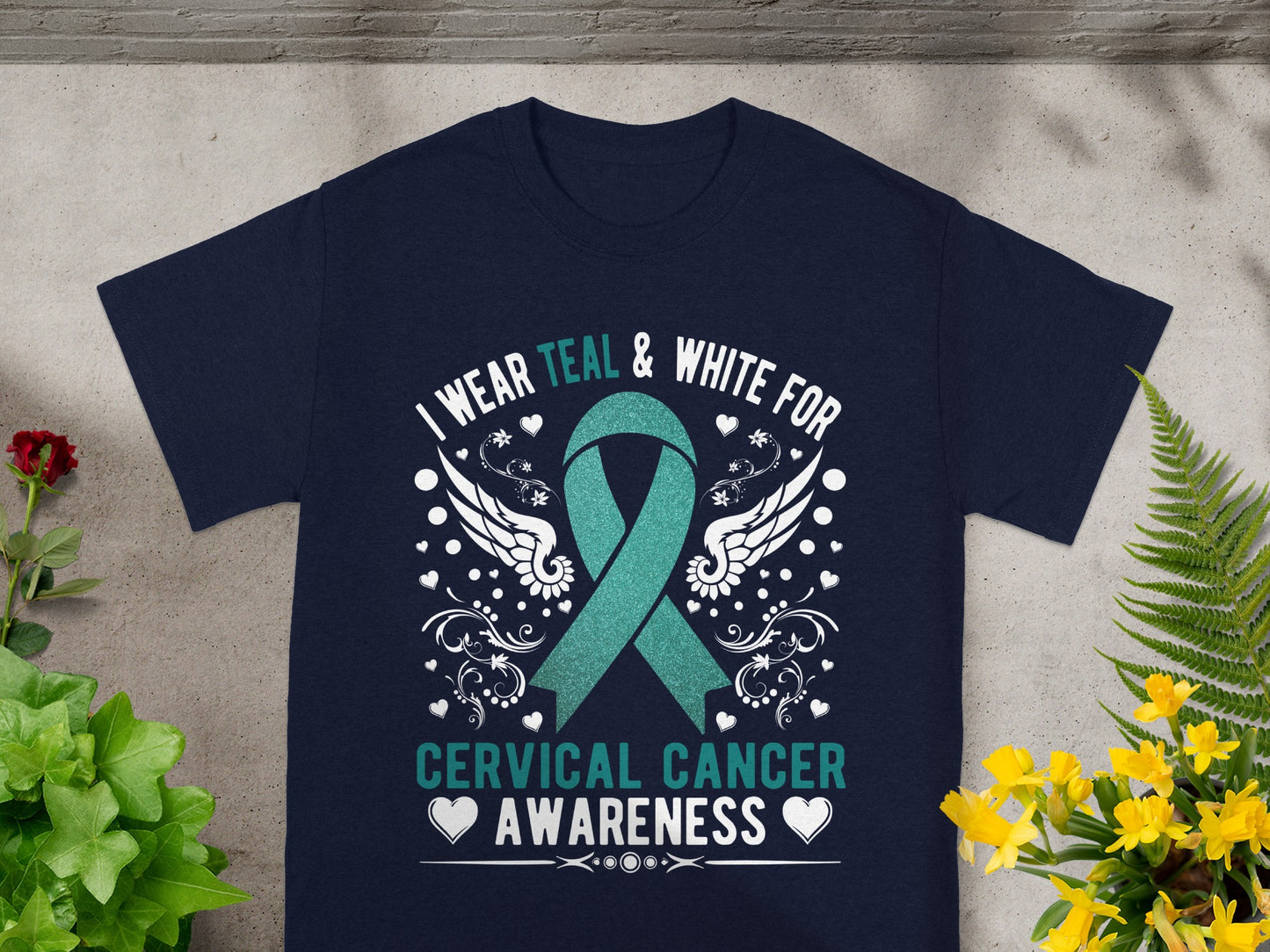 I Wear Teal and White for Cervical Cancer Awareness Product