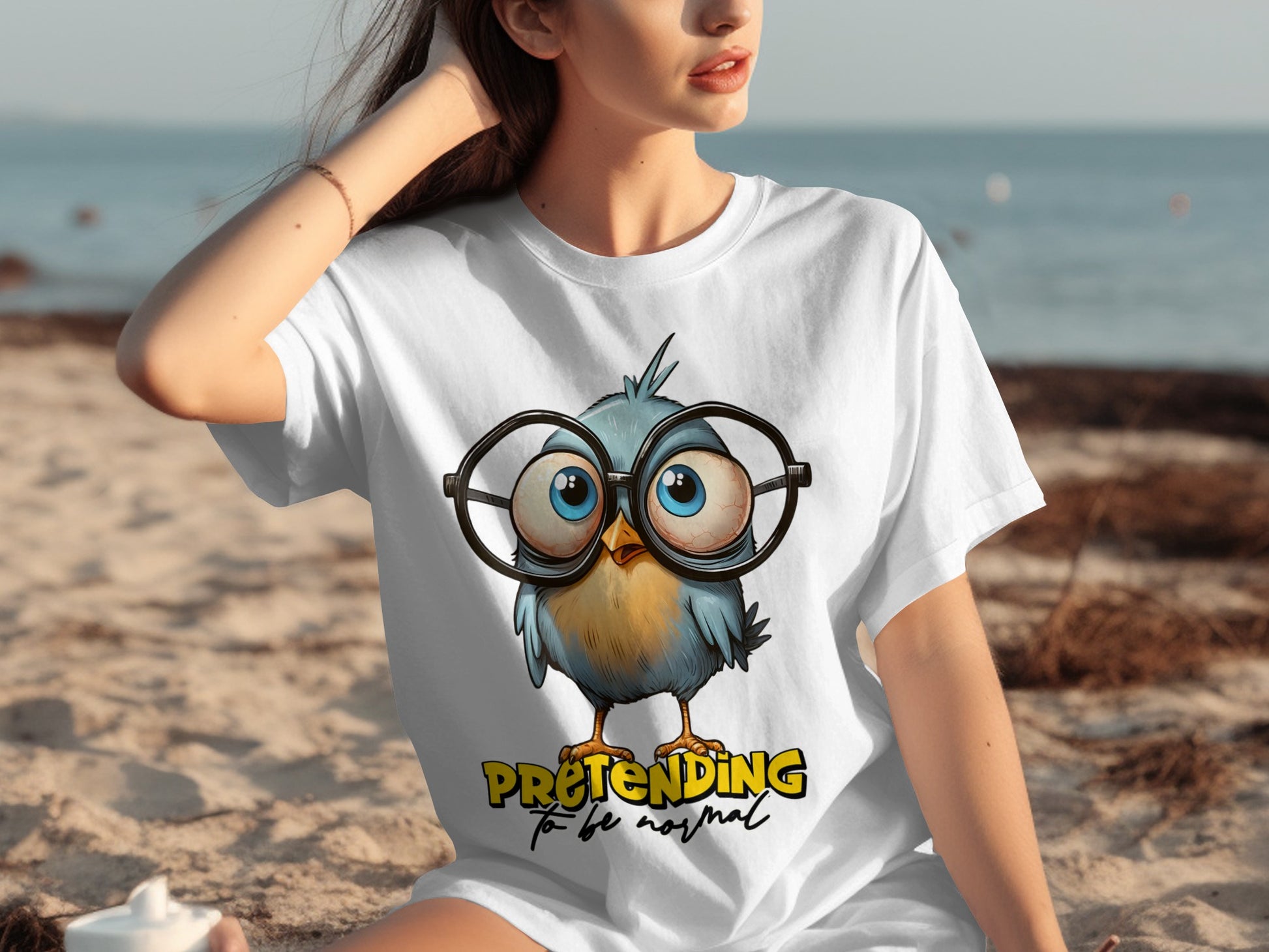 Funny Blue Bird Wearing Glasses Pretending To Be Normal Shirt