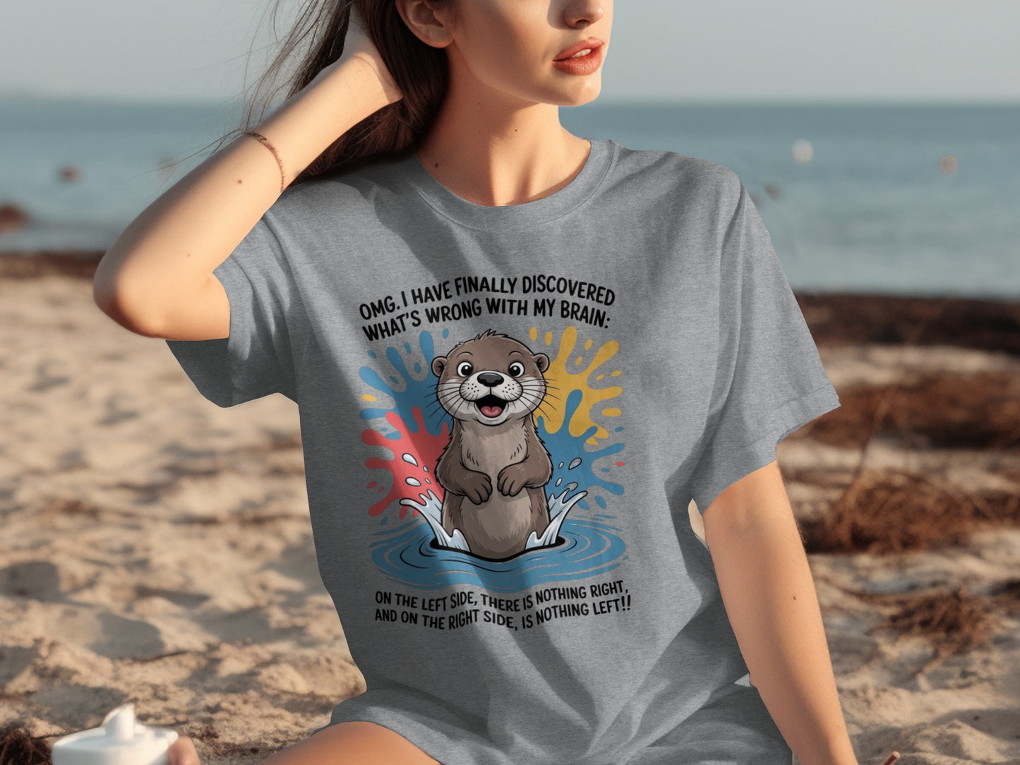 OMG Funny Otter Brain Discovery Graphic T-Shirt