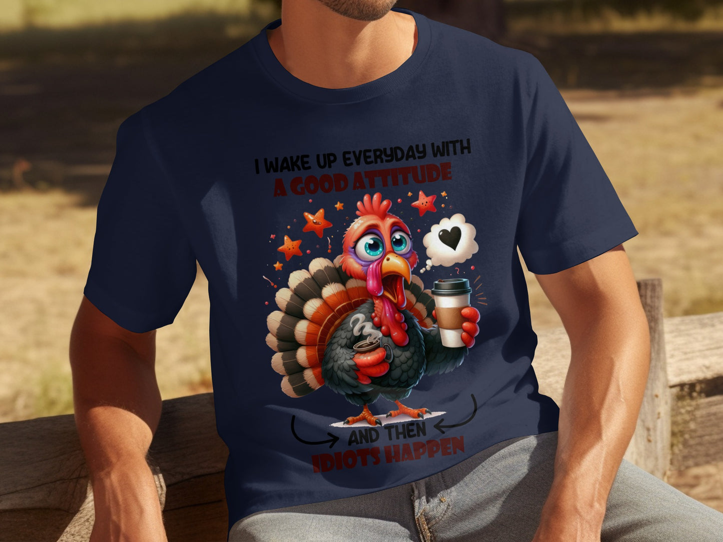 Funny Turkey Coffee Attitude Text Graphic T-shirt